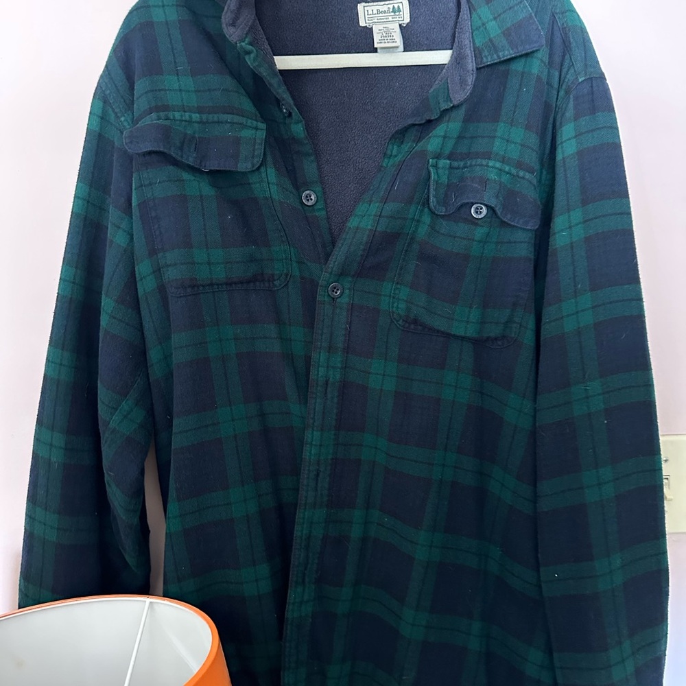 L.L. Bean Green Plaid Flannel Shirt